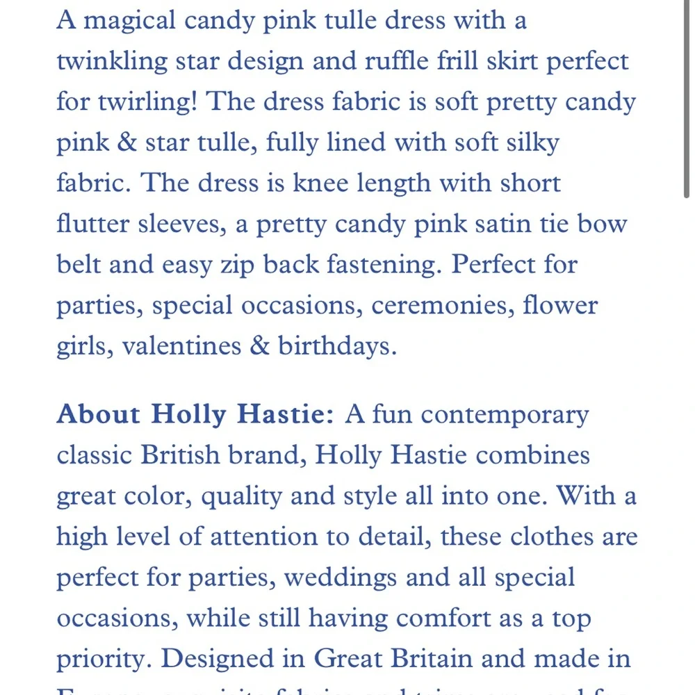 🎉HP🎉💖LONDON GOLD STAR DRESS HOT PINK BY HOLLY HASTIE PINK TULLE FRILL GLITTER - Picture 7 of 8